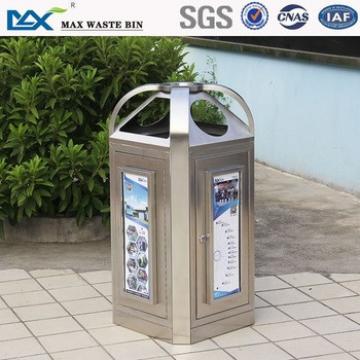waste bin trash can ,indoor 4 compartment stainless steel ,Cylindrical with Stand