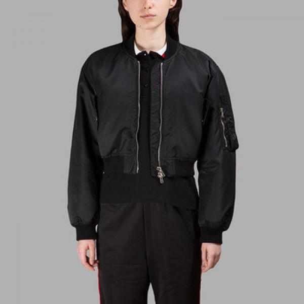 Women&#39;S Black Cropped Bomber Private Label Made In China Wholesale Nylon Bomberjacket #1 image